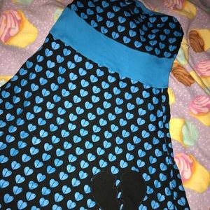 Strapless blue broken heart dress